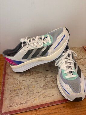 adidas Adizero Boston 11 Running Shoes - White/Blue - Men's 9.5